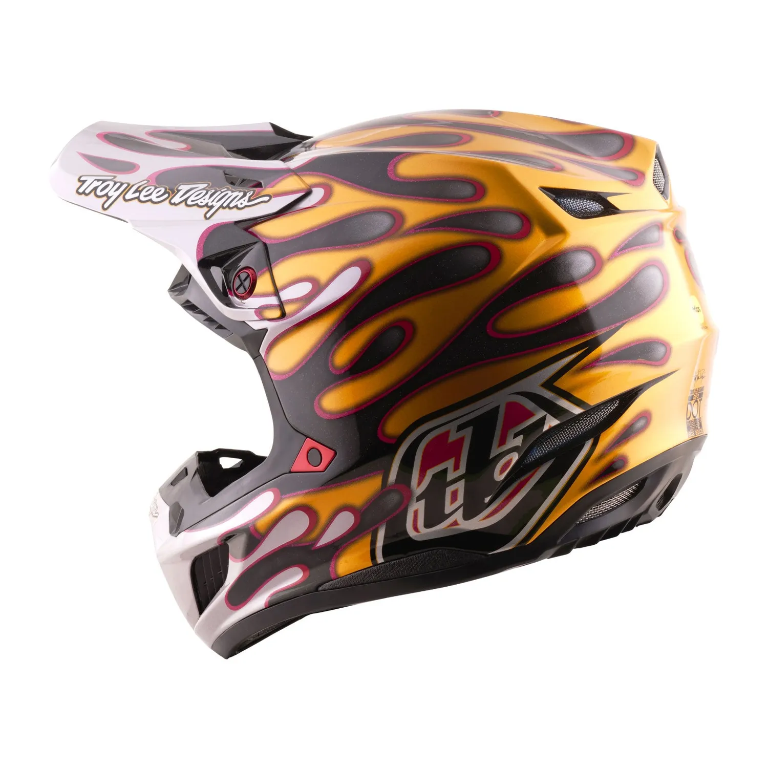 Troy Lee Designs SE5 Carbon casco moto nero oro MIPS