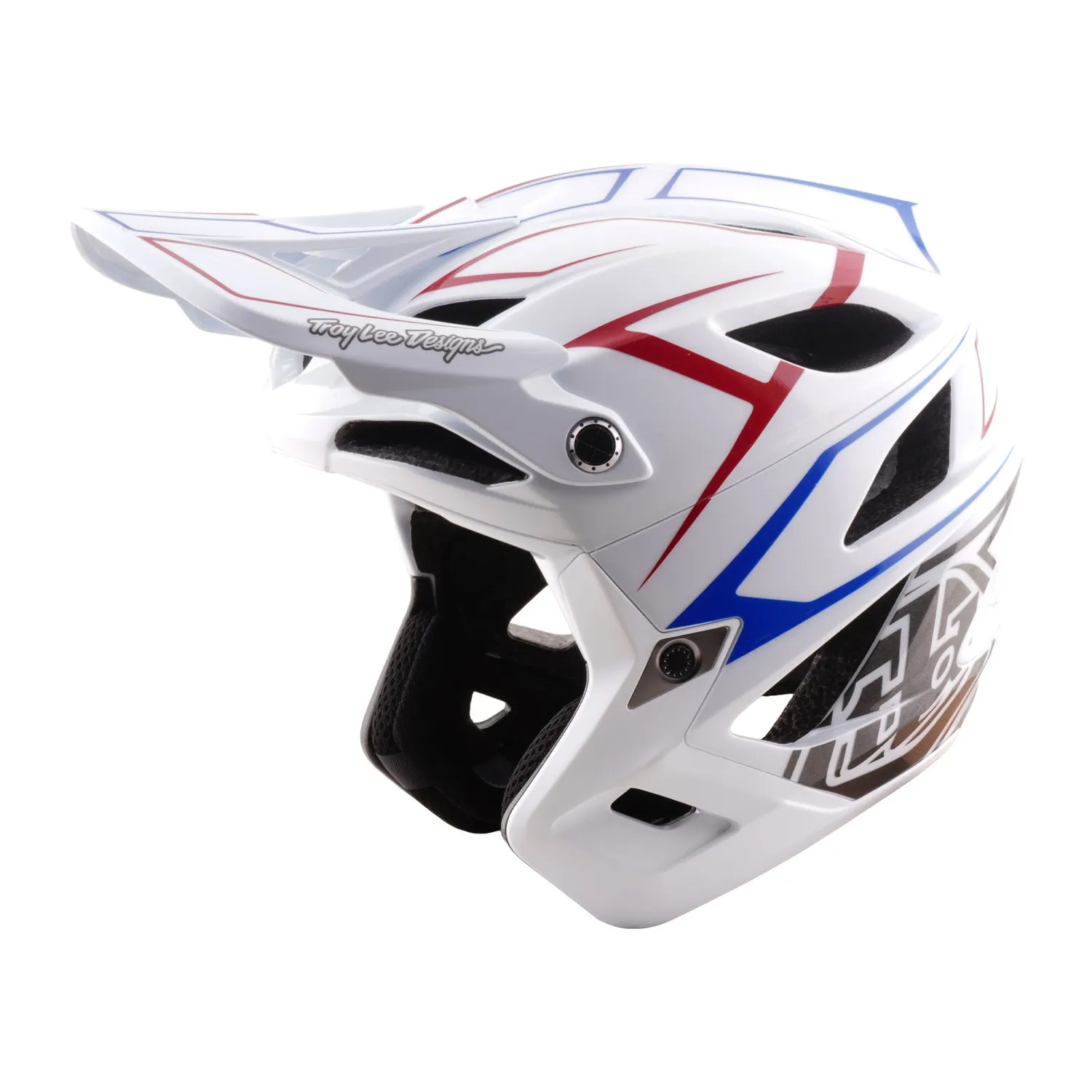 Troy Lee Designs Stage Stunt Pinstripe casco integrale MIPS Bianco