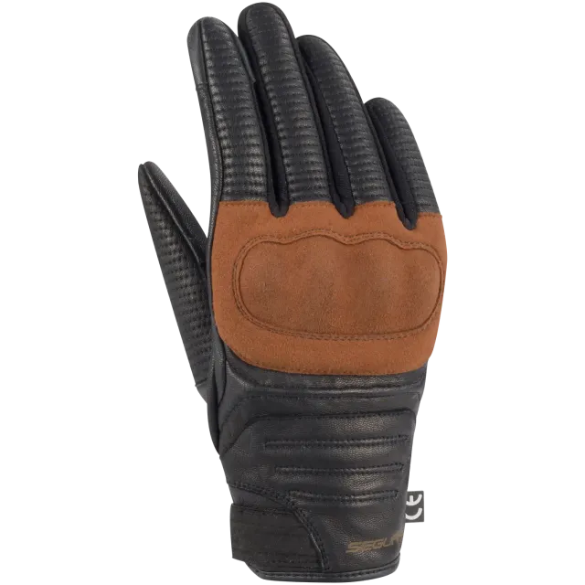 Segura Stoney guanti moto uomo pelle nero-marrone retrò