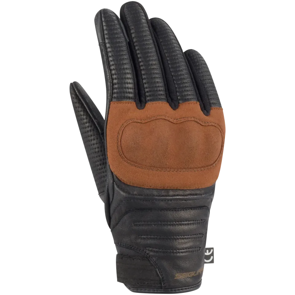 Segura Stoney guanti moto uomo pelle nero-marrone retrò