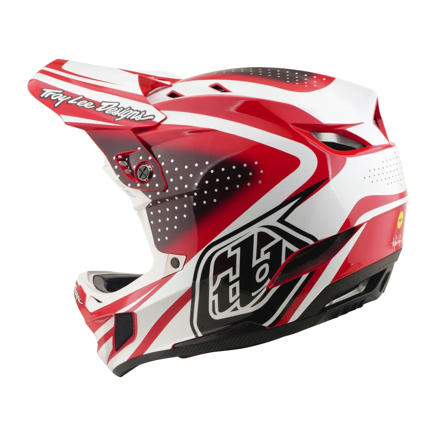 Troy Lee Designs D4 Polyacrylite casco integrale Fire White MIPS