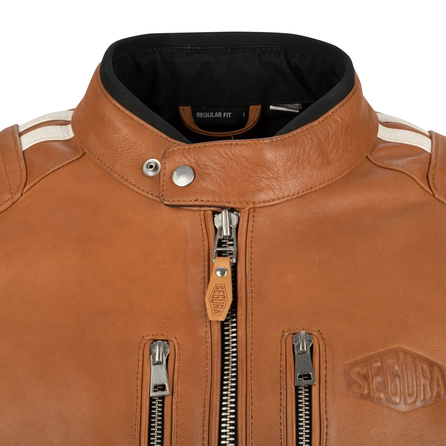 Segura Orion giubbotto pelle moto camel bianco
