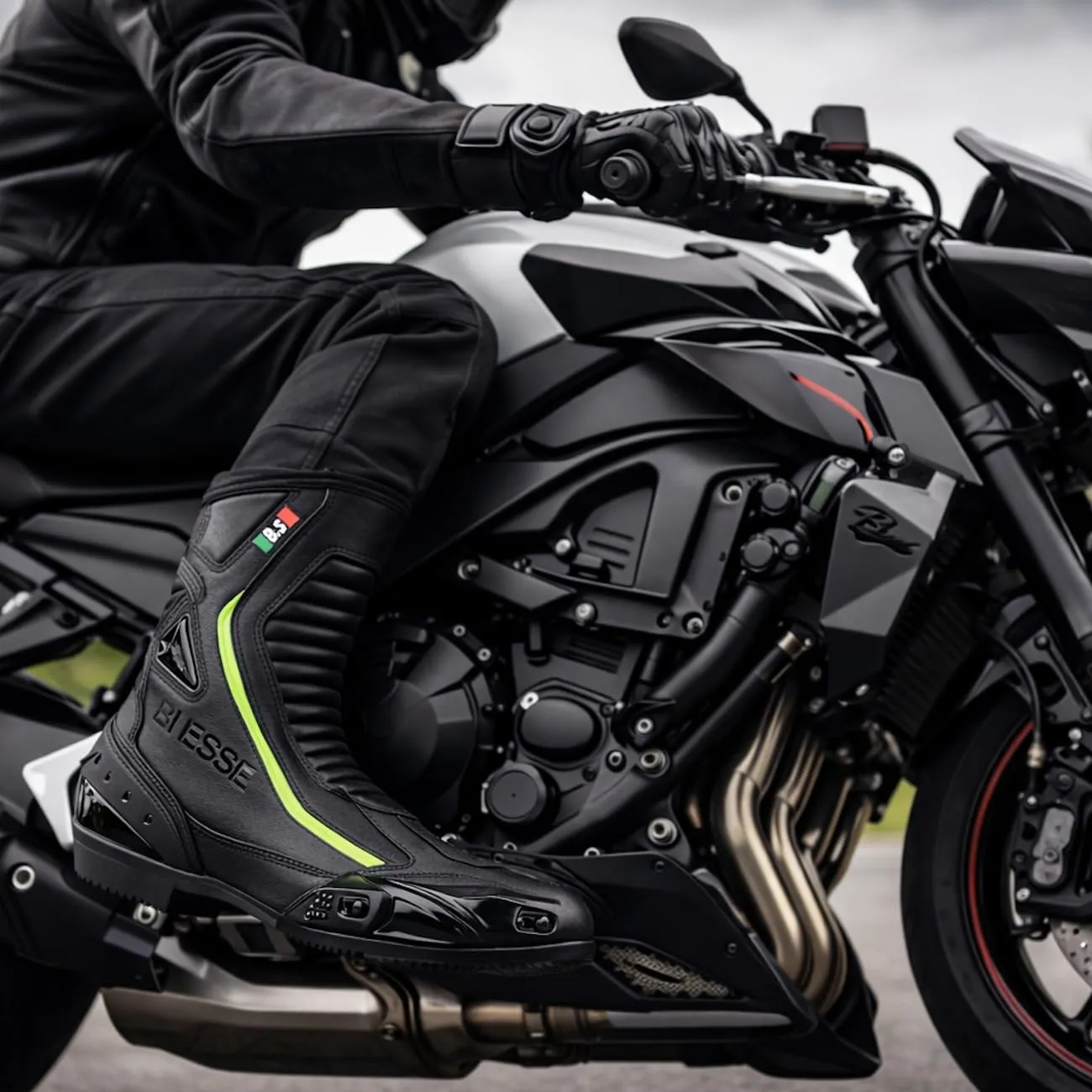 Bi Esse Stivali Moto Pelle Impermeabili 44 EU Neri