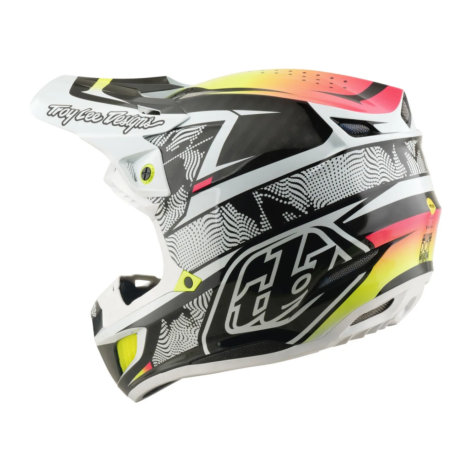 Troy Lee Designs SE5 Carbon Lined Up casco moto bianco