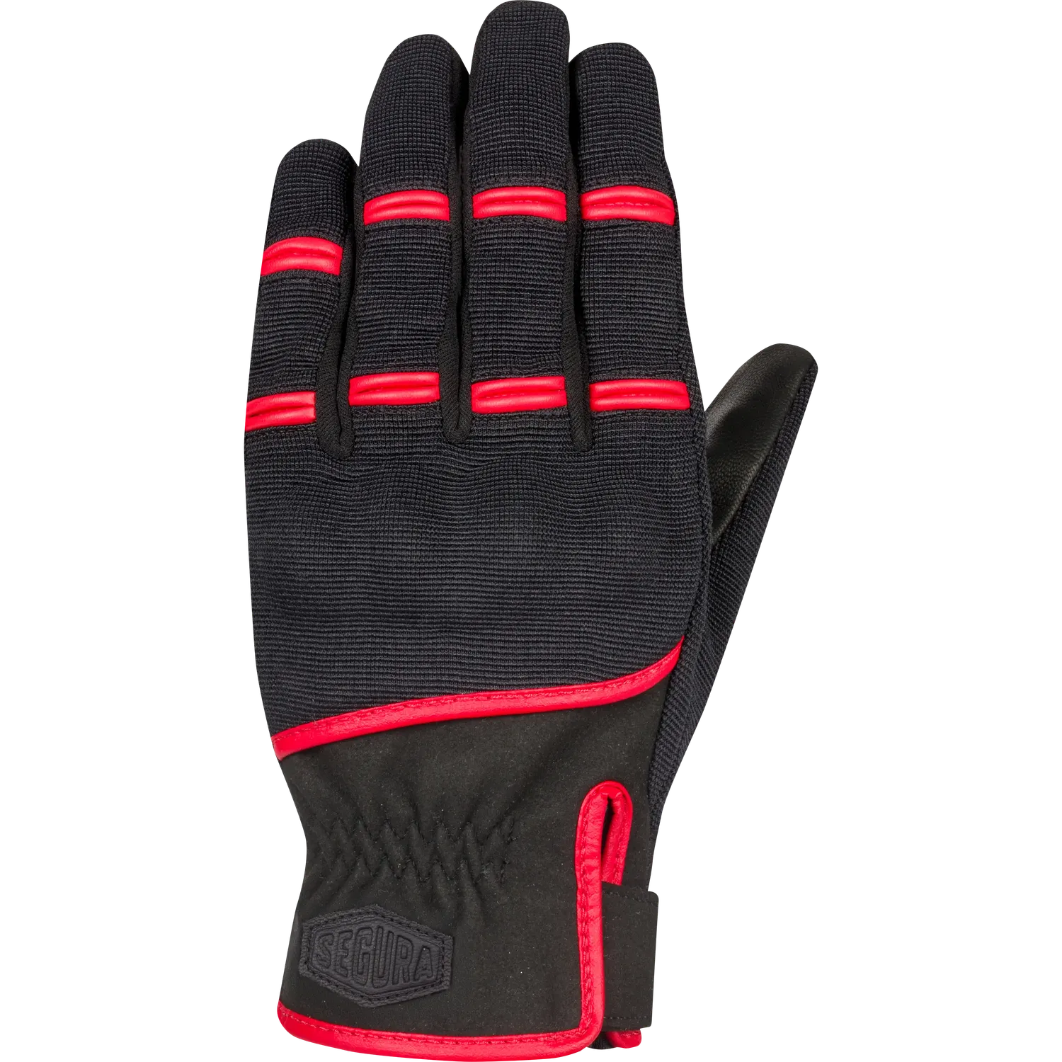 Segura Palmer guanti moto uomo pelle nero-rosso touch