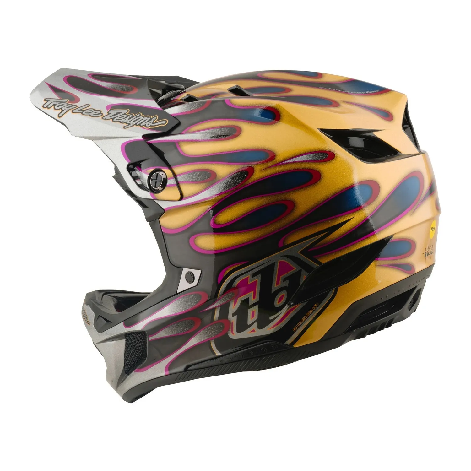 Troy Lee Designs D4 Carbon Overspray casco integrale oro nero carbonio