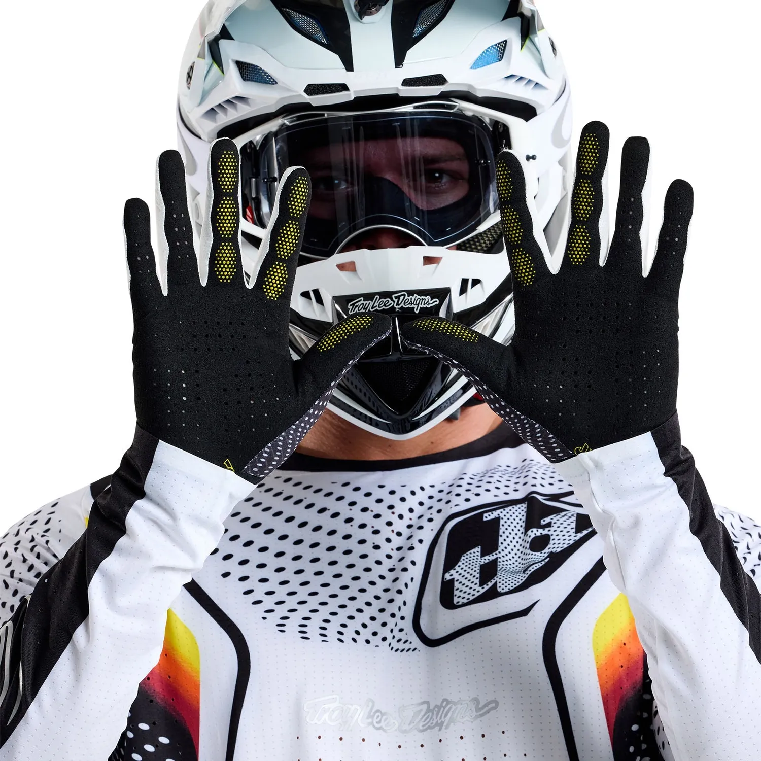 Troy Lee Designs Air Optic guanti moto bianco nero traspiranti