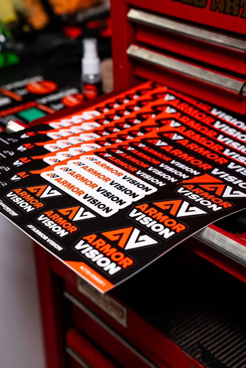 Armor Vision Sticker Sheet foglio adesivi logo assortiti