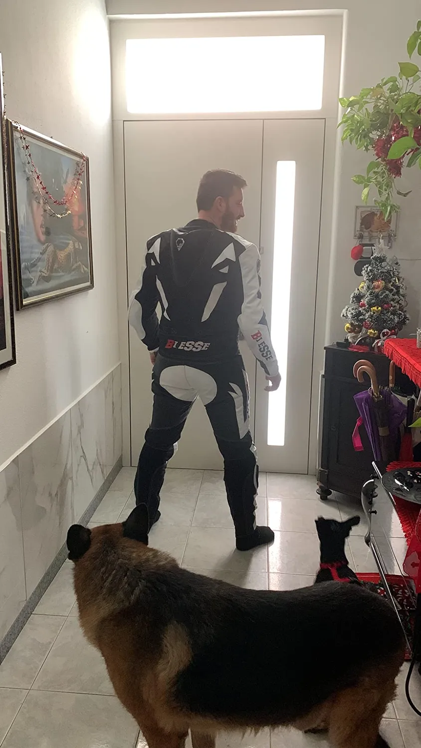 Bi Esse Antras Tuta Moto Pelle Intera Rosso-Nero