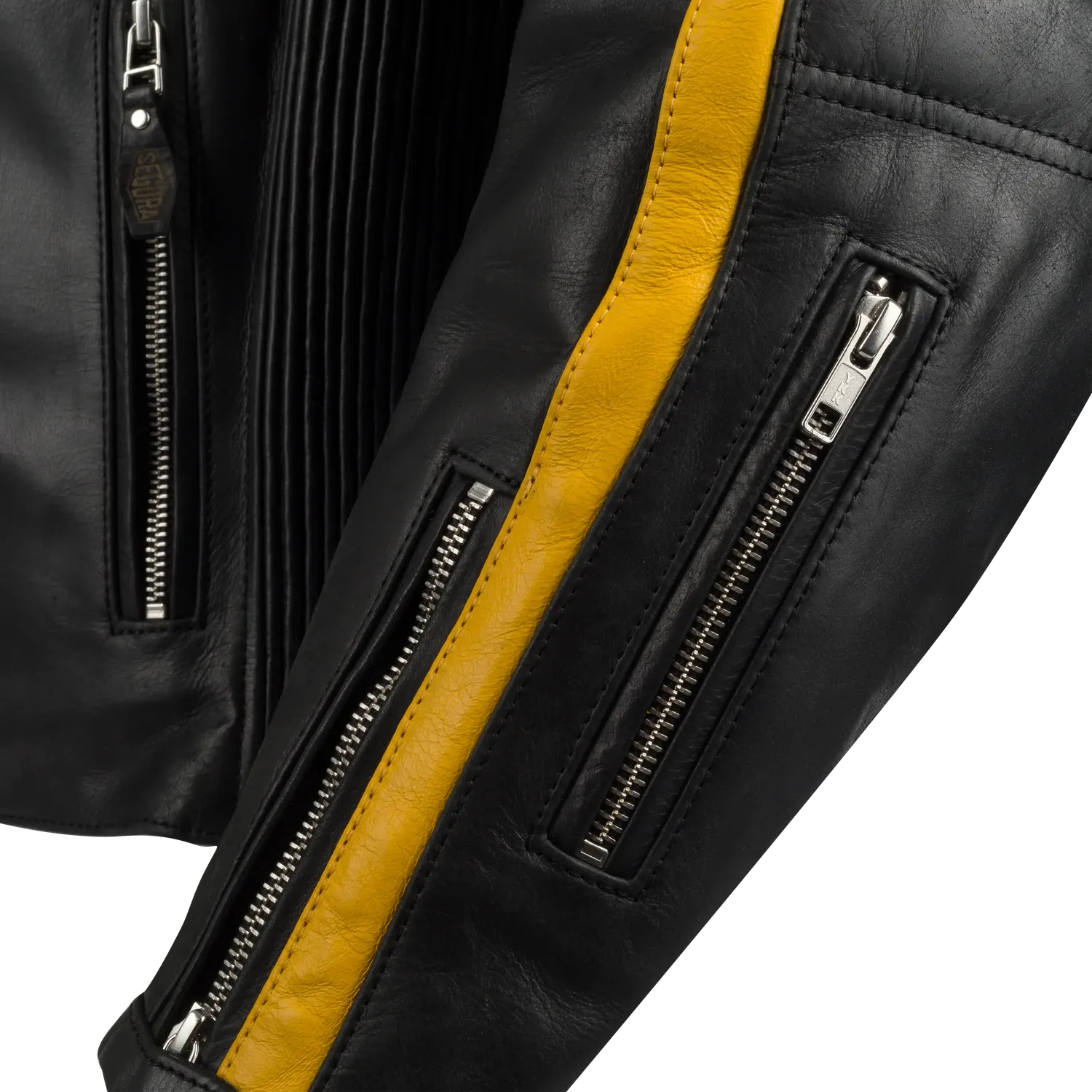 Segura Formula giubbotto moto pelle uomo nero giallo