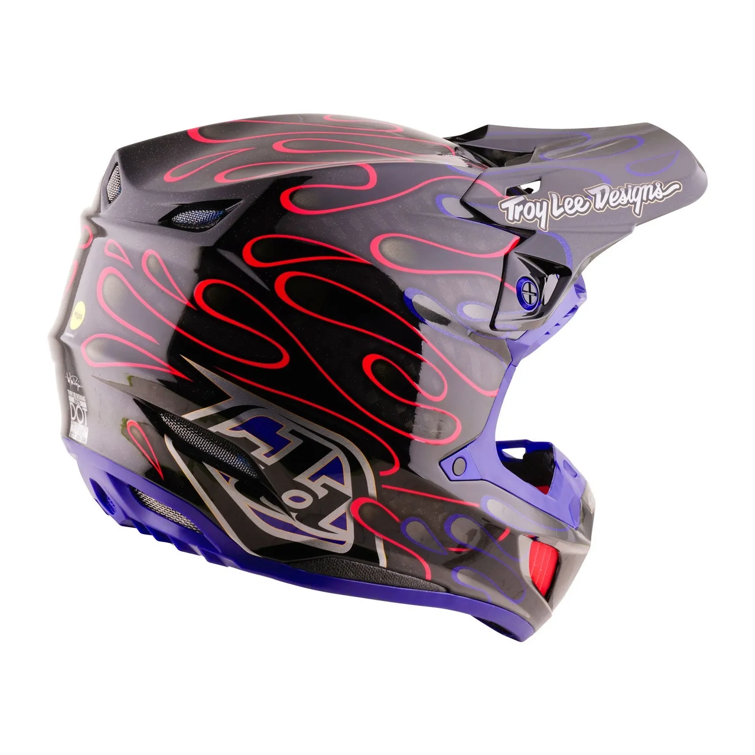 Troy Lee Designs SE5 Carbon Overspray casco moto nero magenta