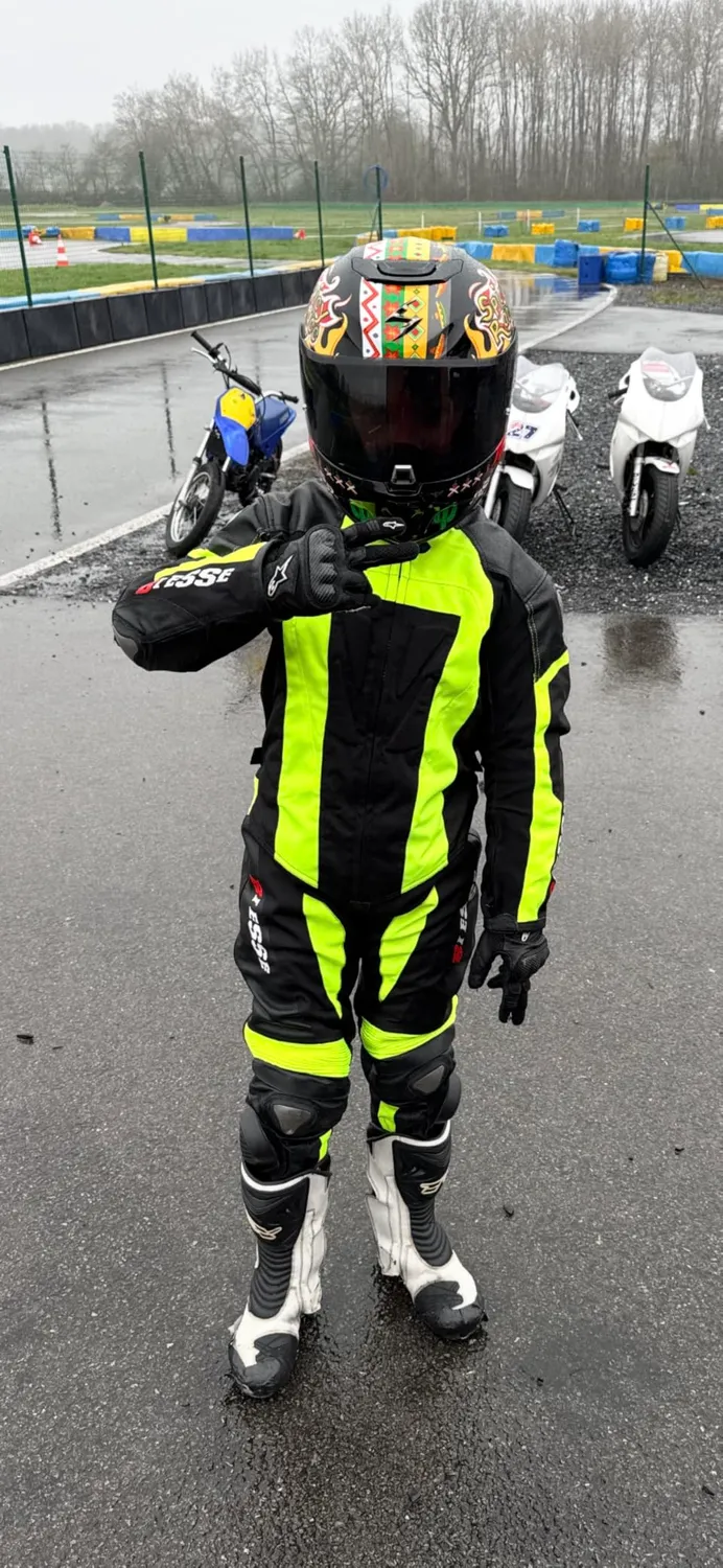 Bi Esse Tuta Minimoto Bambino Pelle 3XS Nero Arancio