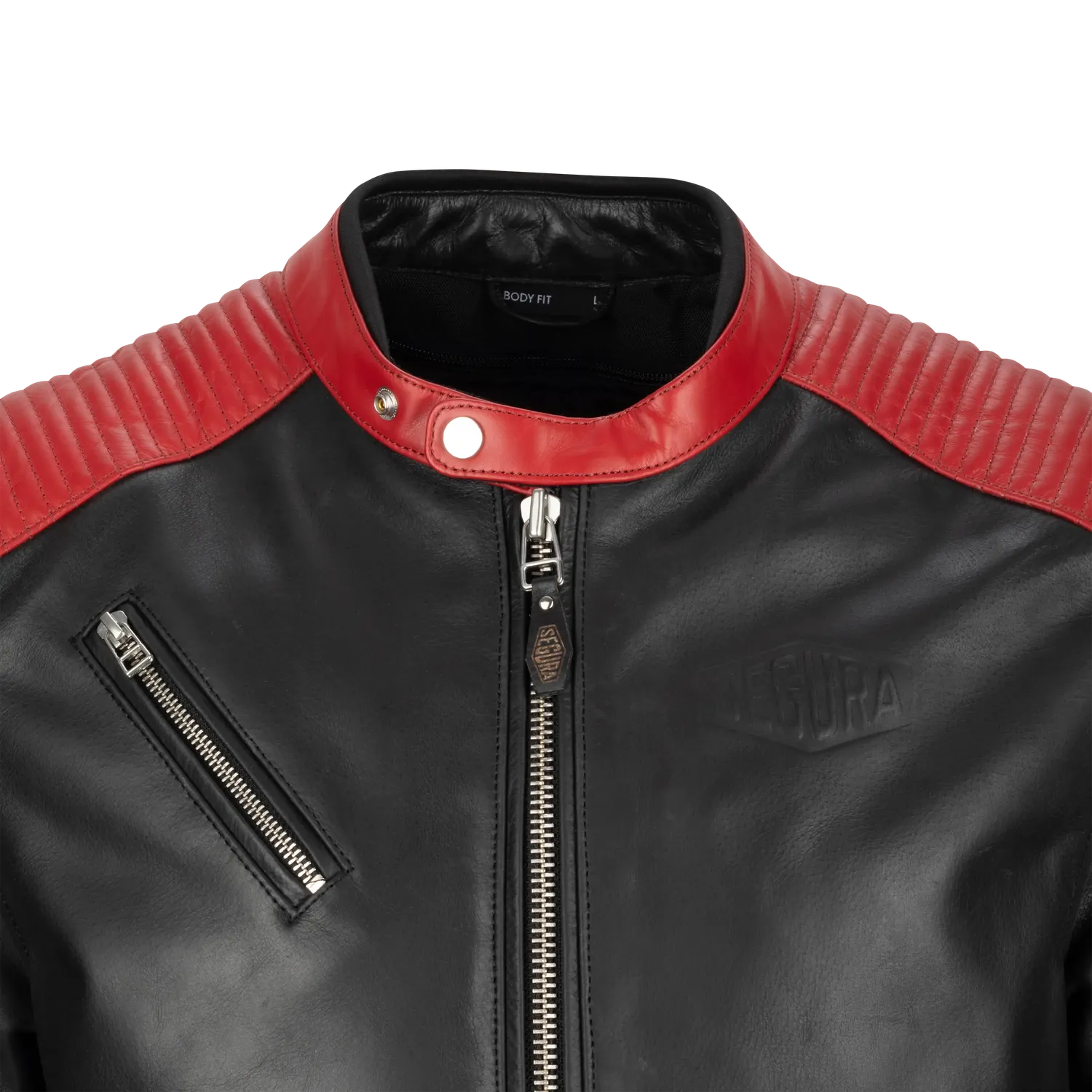 Segura Romeo giubbotto moto uomo pelle nero rosso retrò