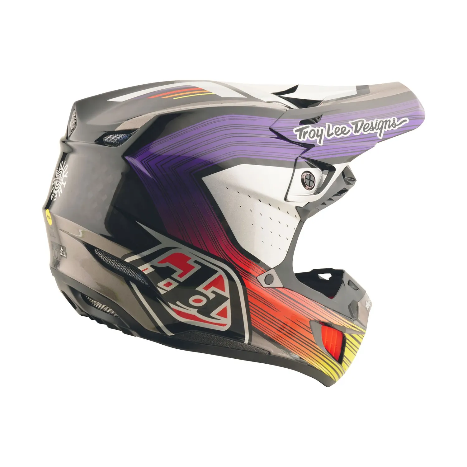Troy Lee Designs SE5 Carbon MIPS casco cross nero viola stripes
