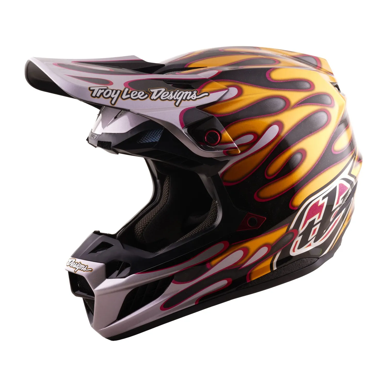 Troy Lee Designs SE5 Carbon casco moto nero oro MIPS