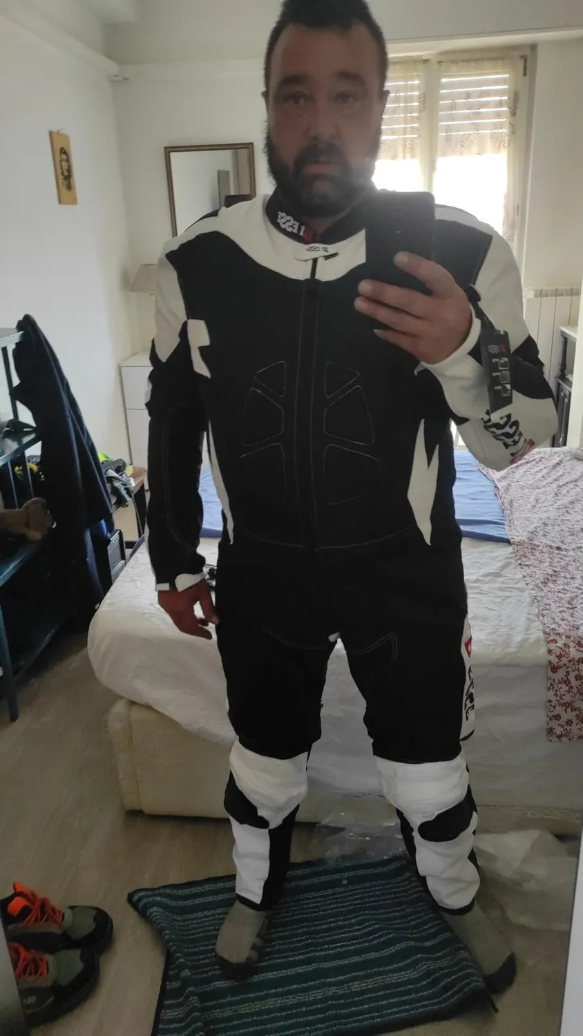 Bi Esse Antras Tuta Moto Pelle Intera Rosso-Nero