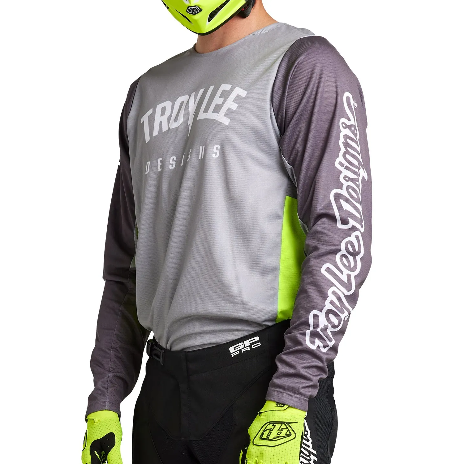 Troy Lee Designs GP Pro Boltz maglia moto Silver Glo Green ventilata