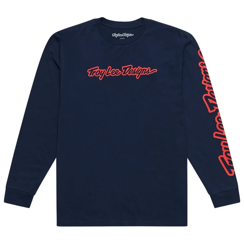 Troy Lee Designs Signature Navy T-Shirt Manica Lunga Blu