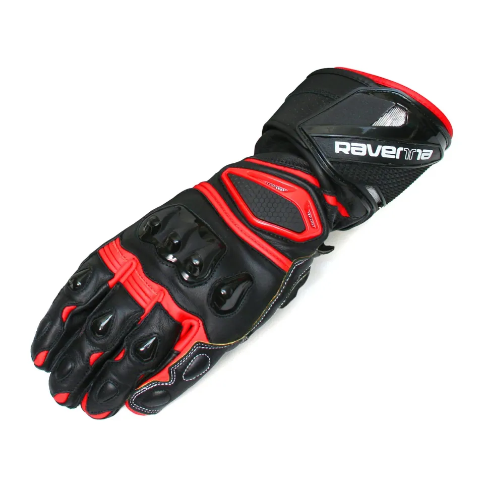 Ravenna Moto R guanti moto pelle nero-rosso CE