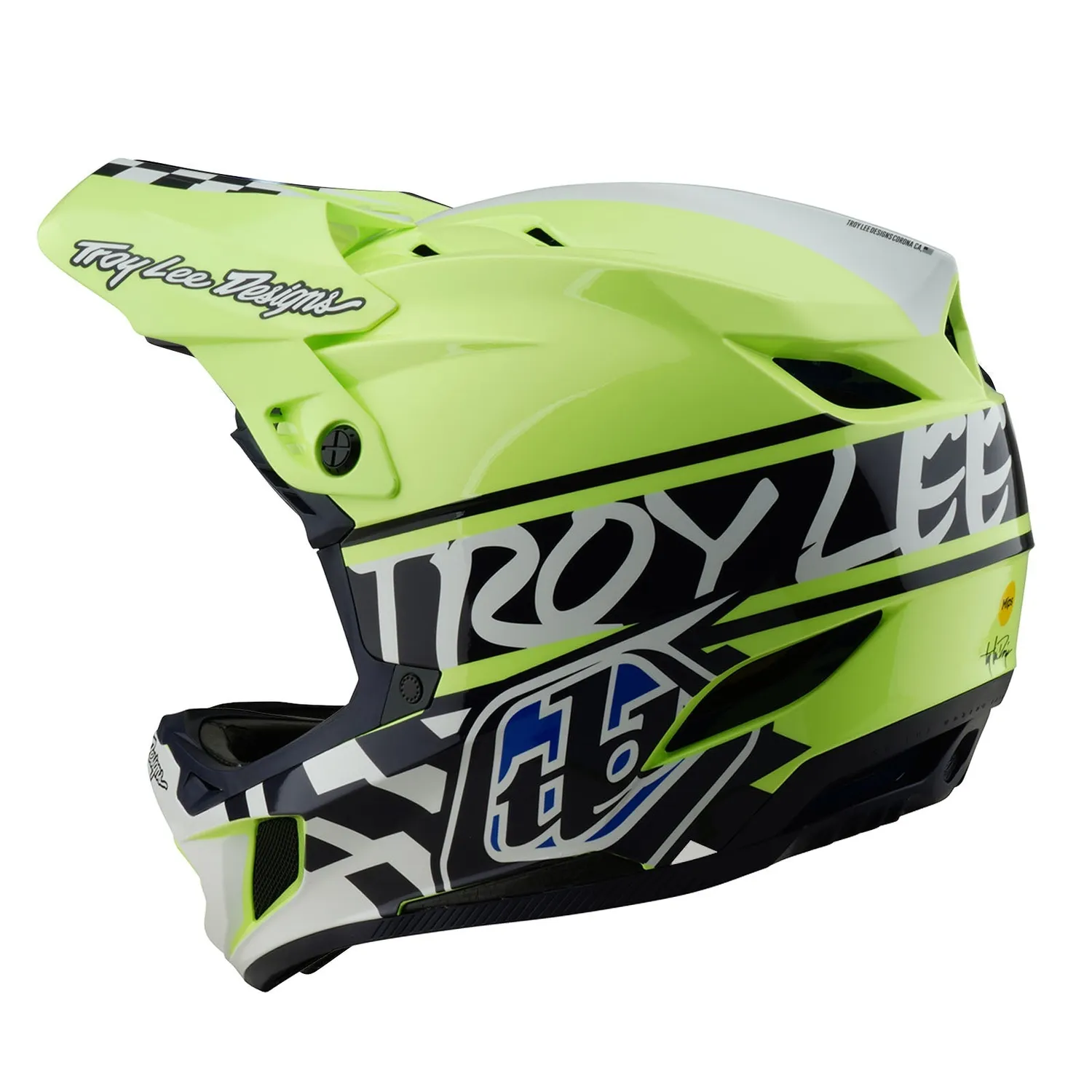 Troy Lee Designs D4 Polyacrylite MIPS casco mtb navy giallo