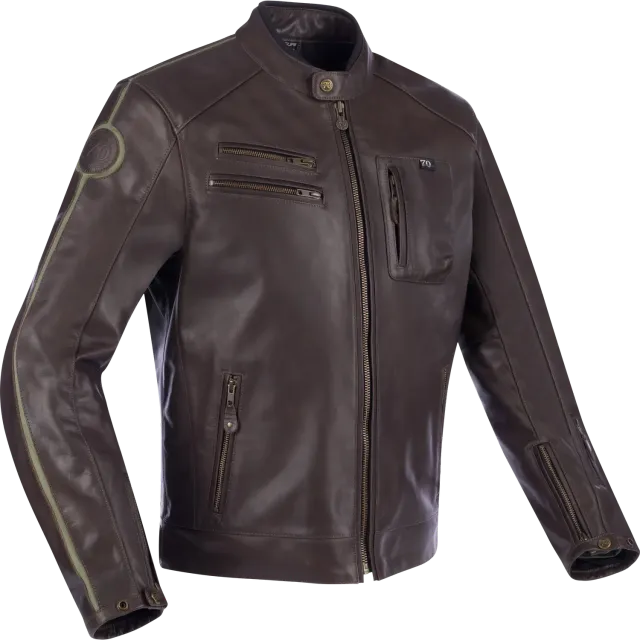 Segura Devon giacca moto pelle Marrone Kaki protettiva