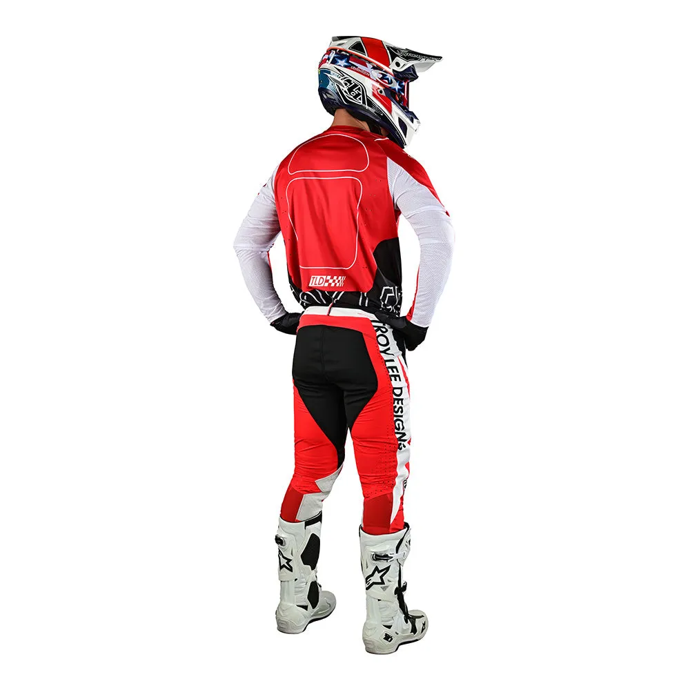 Troy Lee Designs SE Pro Drop In pantaloni moto rossi leggeri