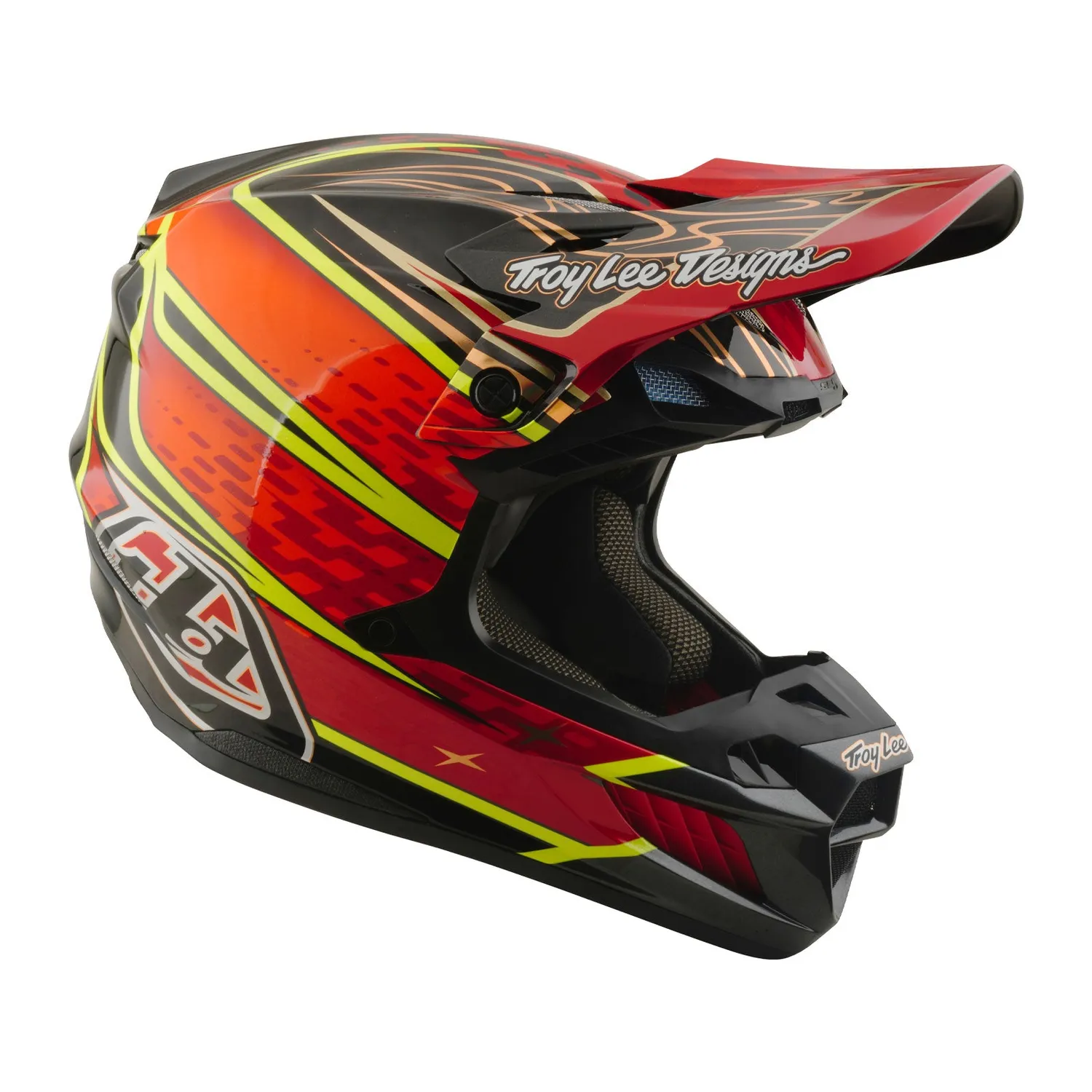 Troy Lee Designs SE5 Carbon casco moto rosso MIPS cross