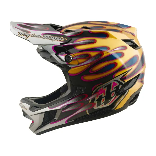 Troy Lee Designs D4 Carbon Overspray casco integrale oro nero carbonio