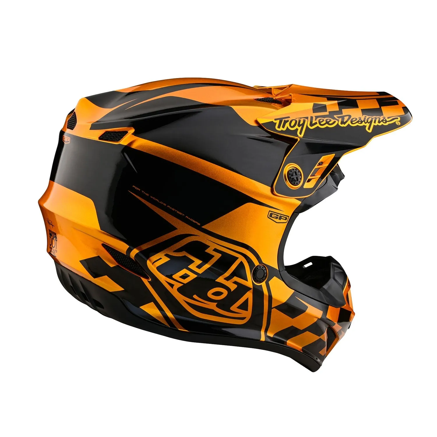 Troy Lee Designs GP Check Up casco moto oro nero senza MIPS