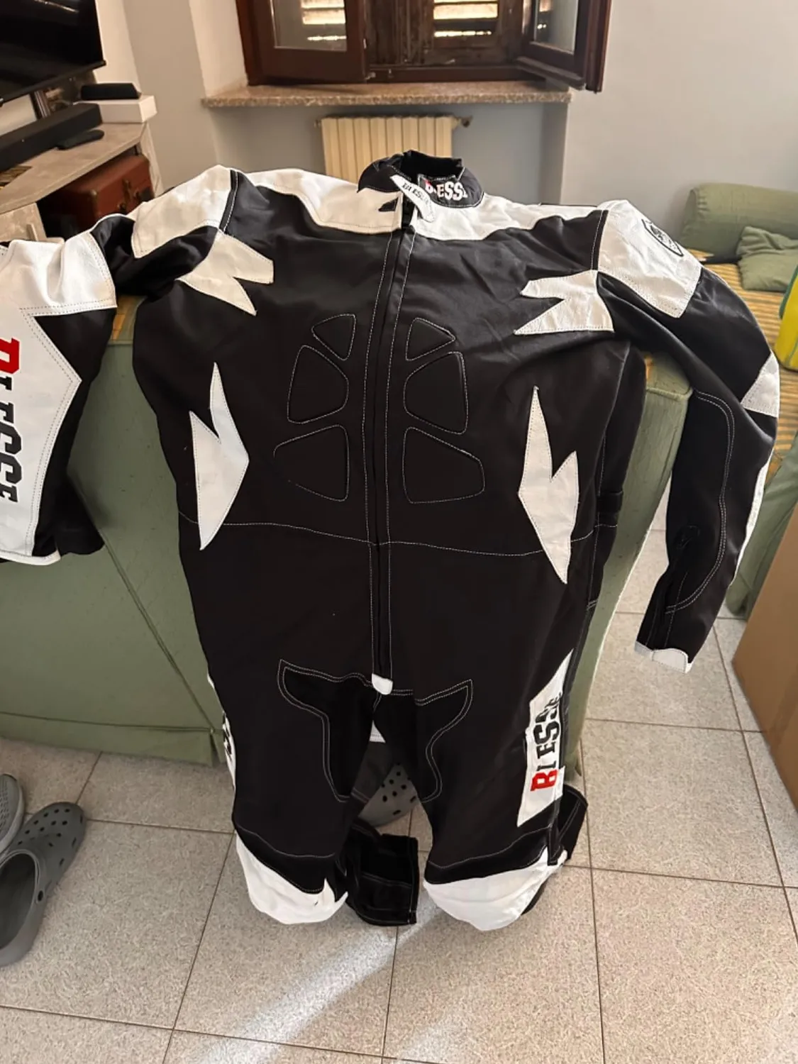 Bi Esse Antras Tuta Moto Pelle Intera Rosso-Nero