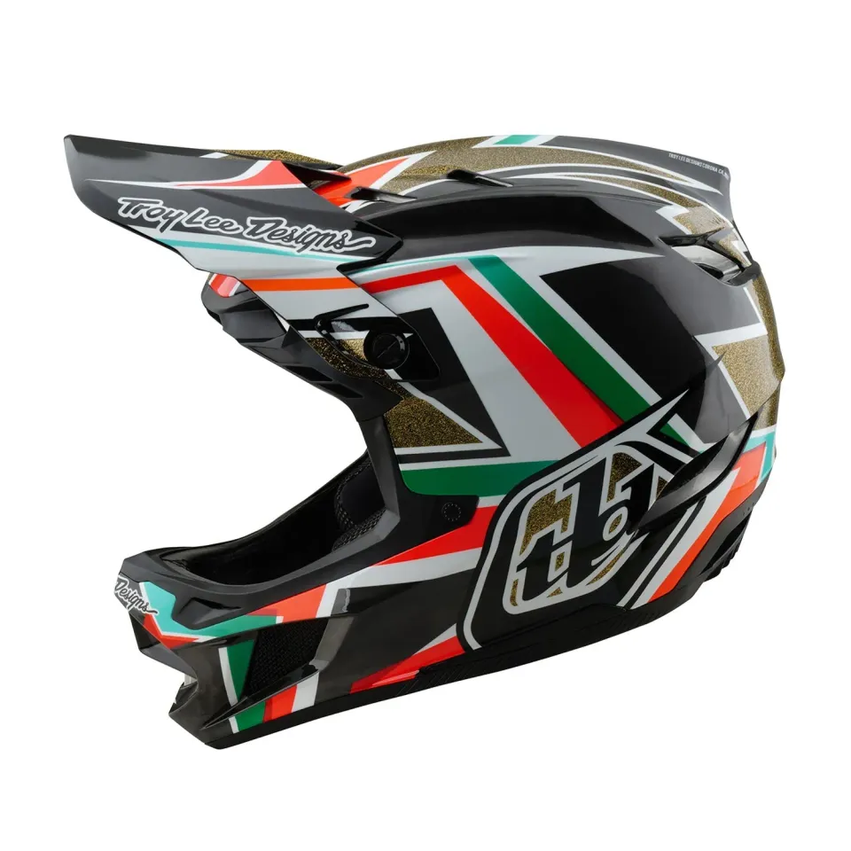 Troy Lee Designs D4 Carbon Casco Integrale Frames Black Gold MIPS