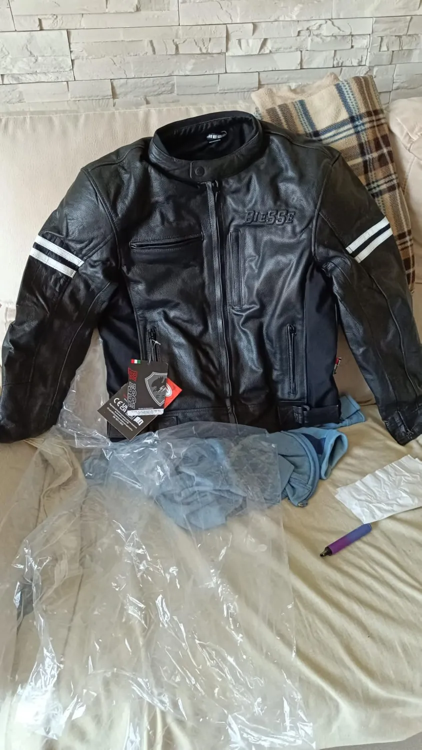 Bi Esse Giacca Moto Pelle Vintage Cafe Racer L