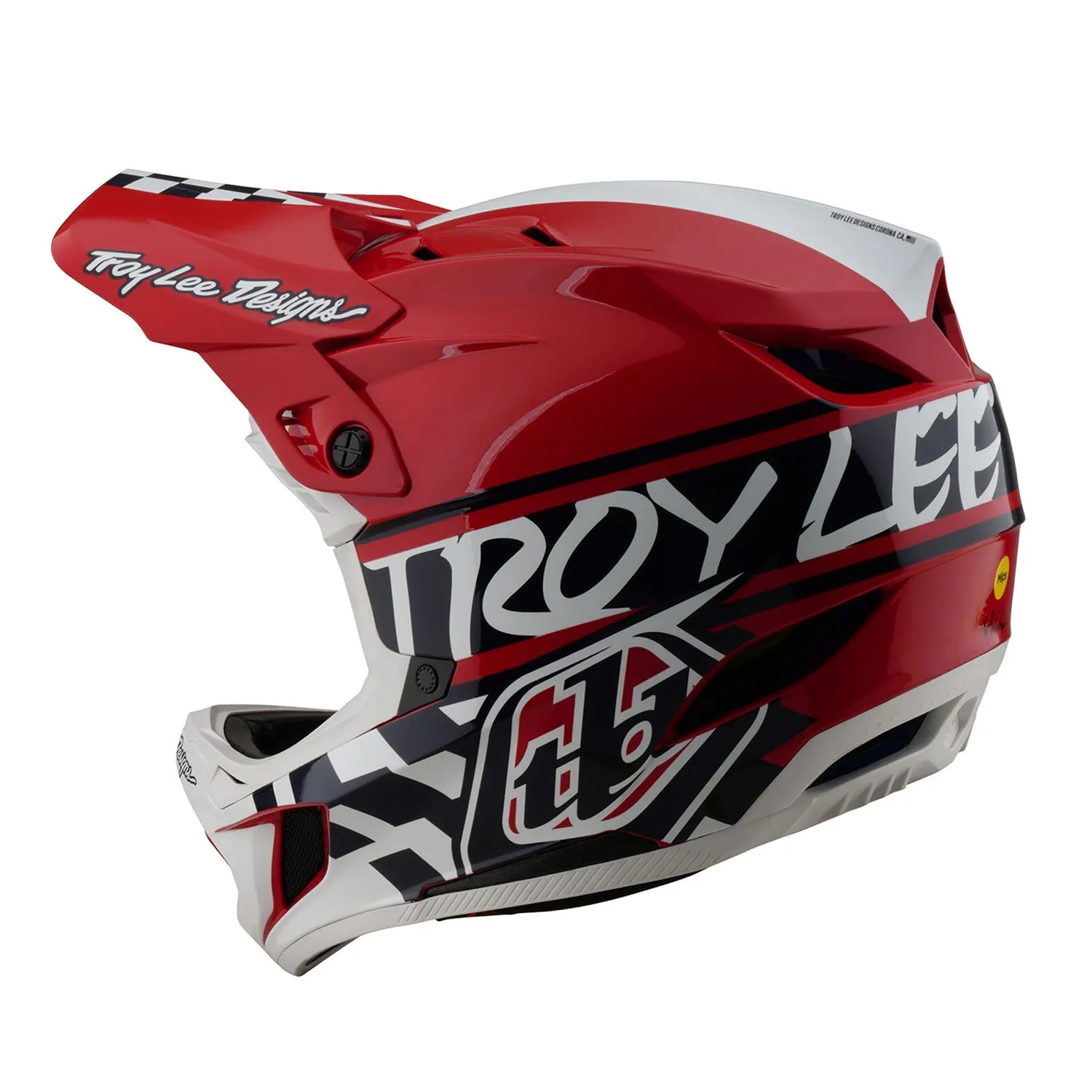 Troy Lee Designs D4 Polyacrylite casco mtb bianco rosso MIPS