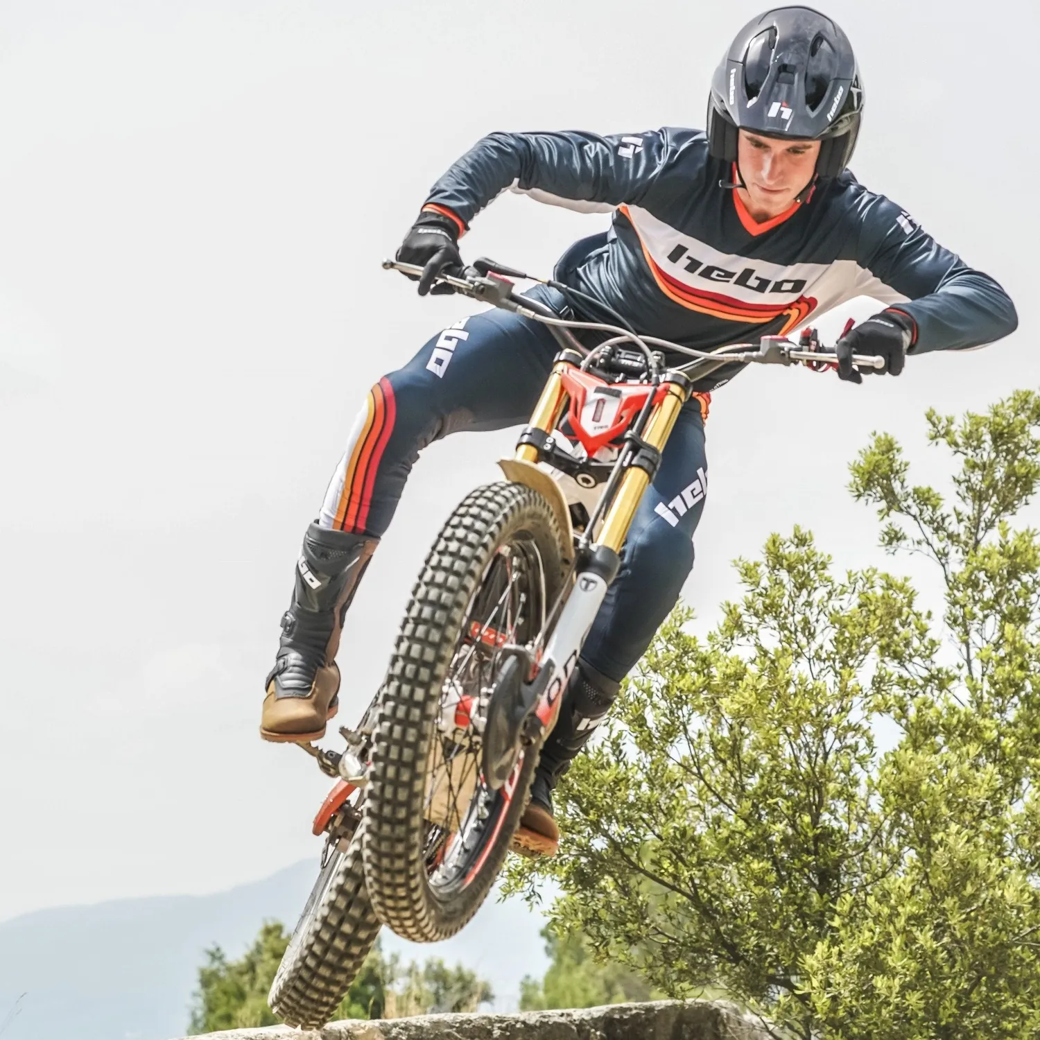 Hebo Pro Trial Retro pantaloni trial rossi ginocchiere