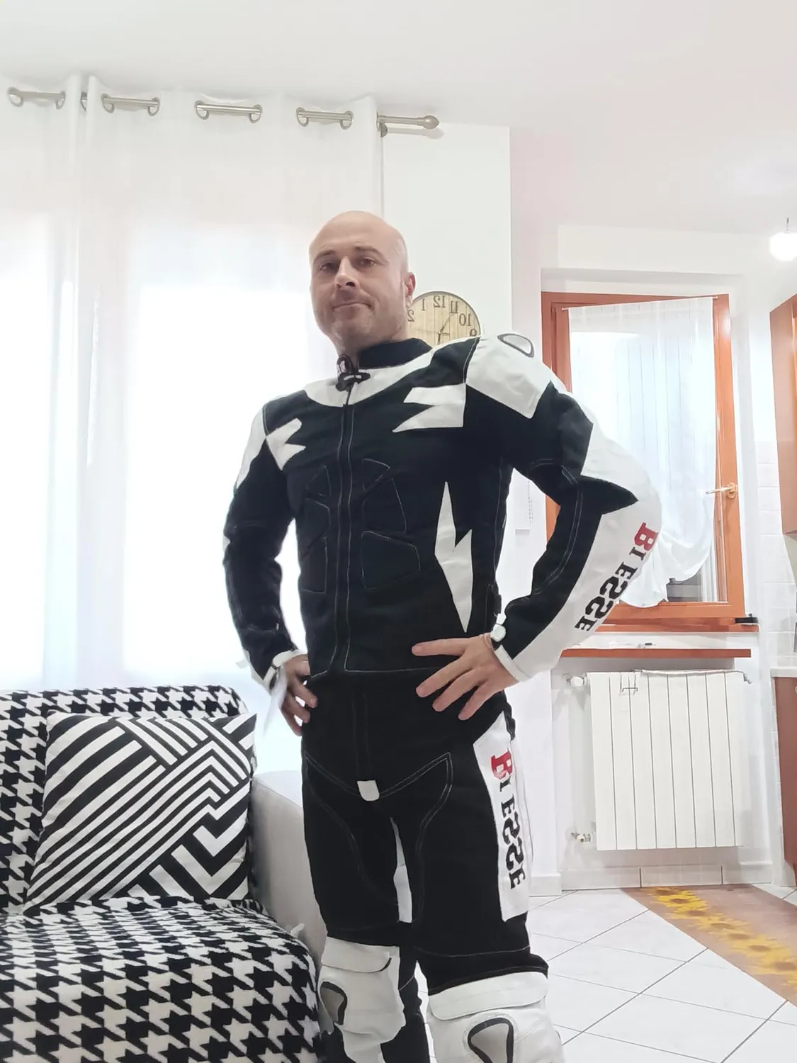 Bi Esse Tuta Moto Pelle 2 Pezzi Divisibile con Titanio