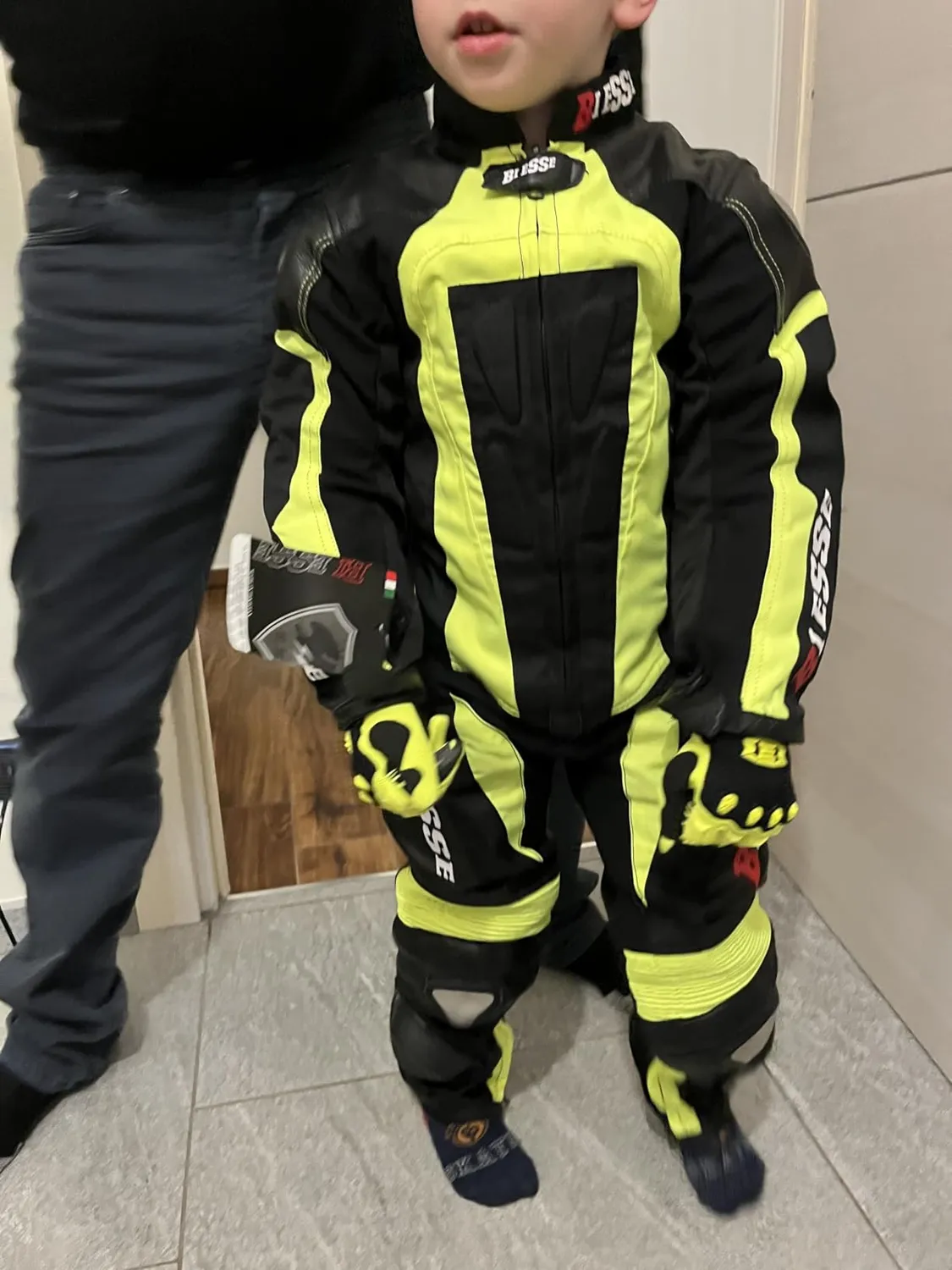 Bi Esse Tuta Minimoto Bambino Pelle 3XS Nero Arancio