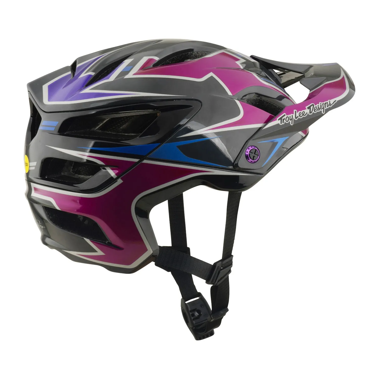 Troy Lee Designs A3 Mask Casco Bici Black Purple con MIPS