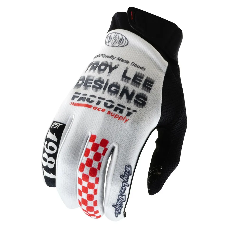 Troy Lee Designs GP Pro Factory guanti moto bianchi touch