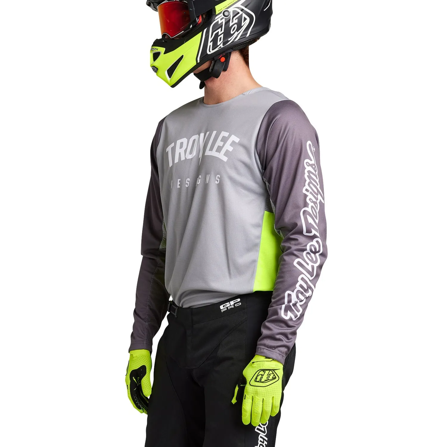 Troy Lee Designs GP Pro Boltz maglia moto Silver Glo Green ventilata