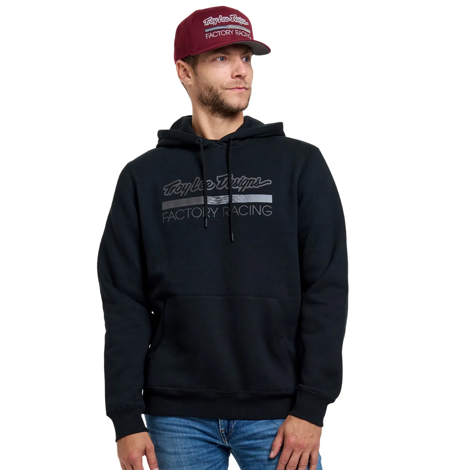 Troy Lee Designs Factory Racing Felpa Cappuccio Nera Rifrangente