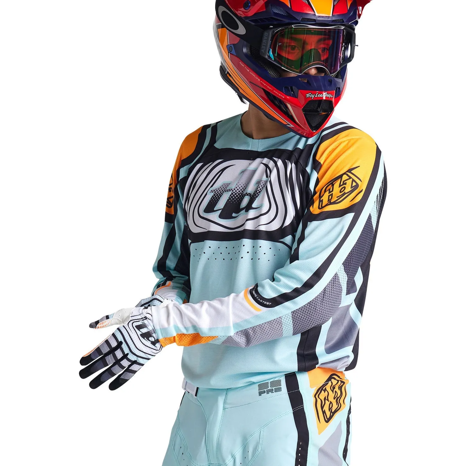 Troy Lee Designs SE Pro Wavez maglia moto bleached aqua ventilata