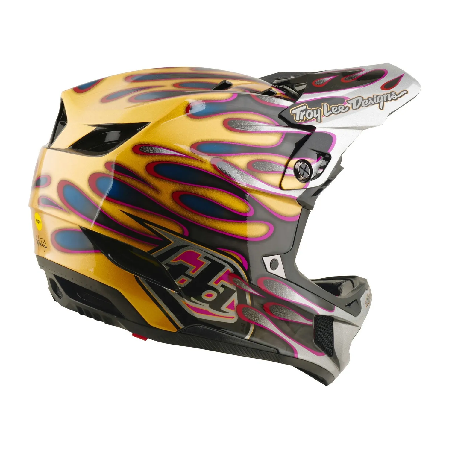 Troy Lee Designs D4 Carbon Overspray casco integrale oro nero carbonio