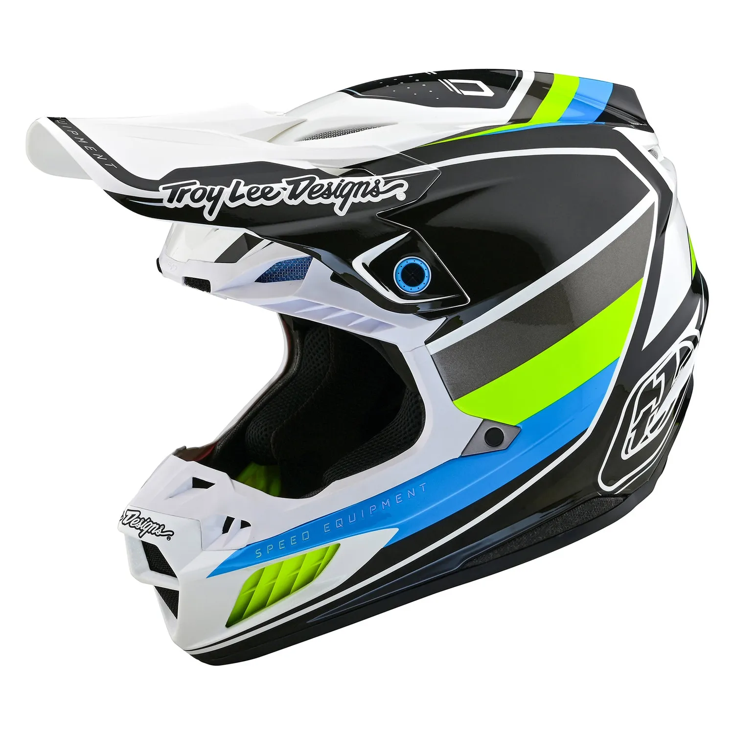Troy Lee Designs SE5 Composite casco moto bianco blu MIPS
