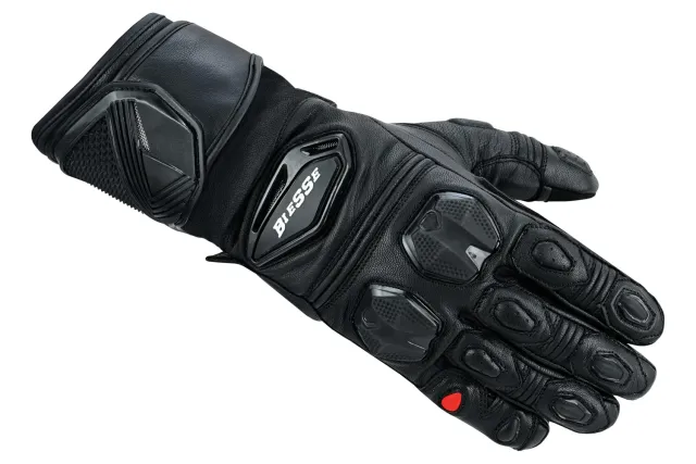 Bi Esse Pista Guanti Moto Pelle Neri Protettivi