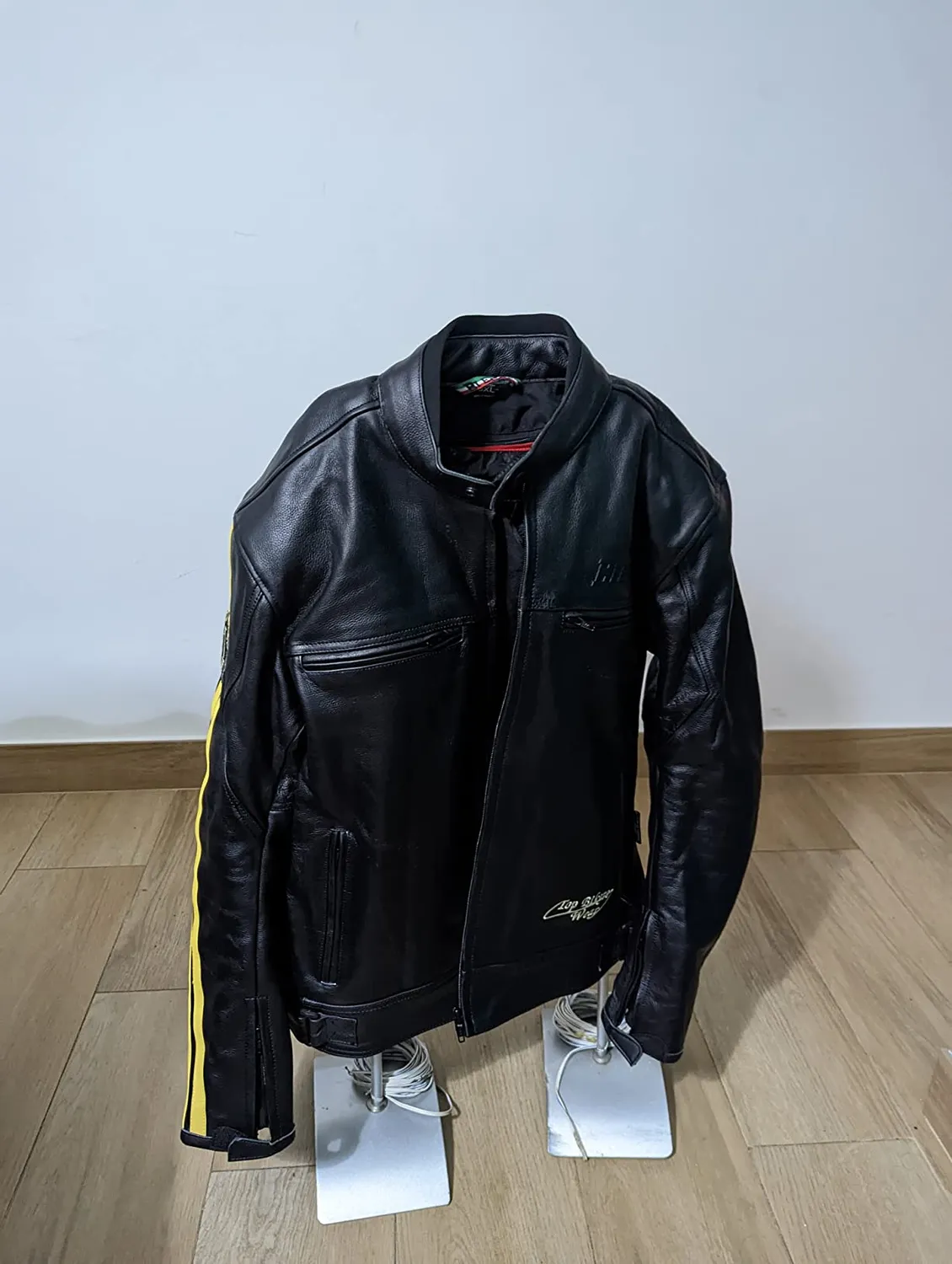 Bi Esse Giacca Moto Pelle Vintage Nero XS con Gilet Termico
