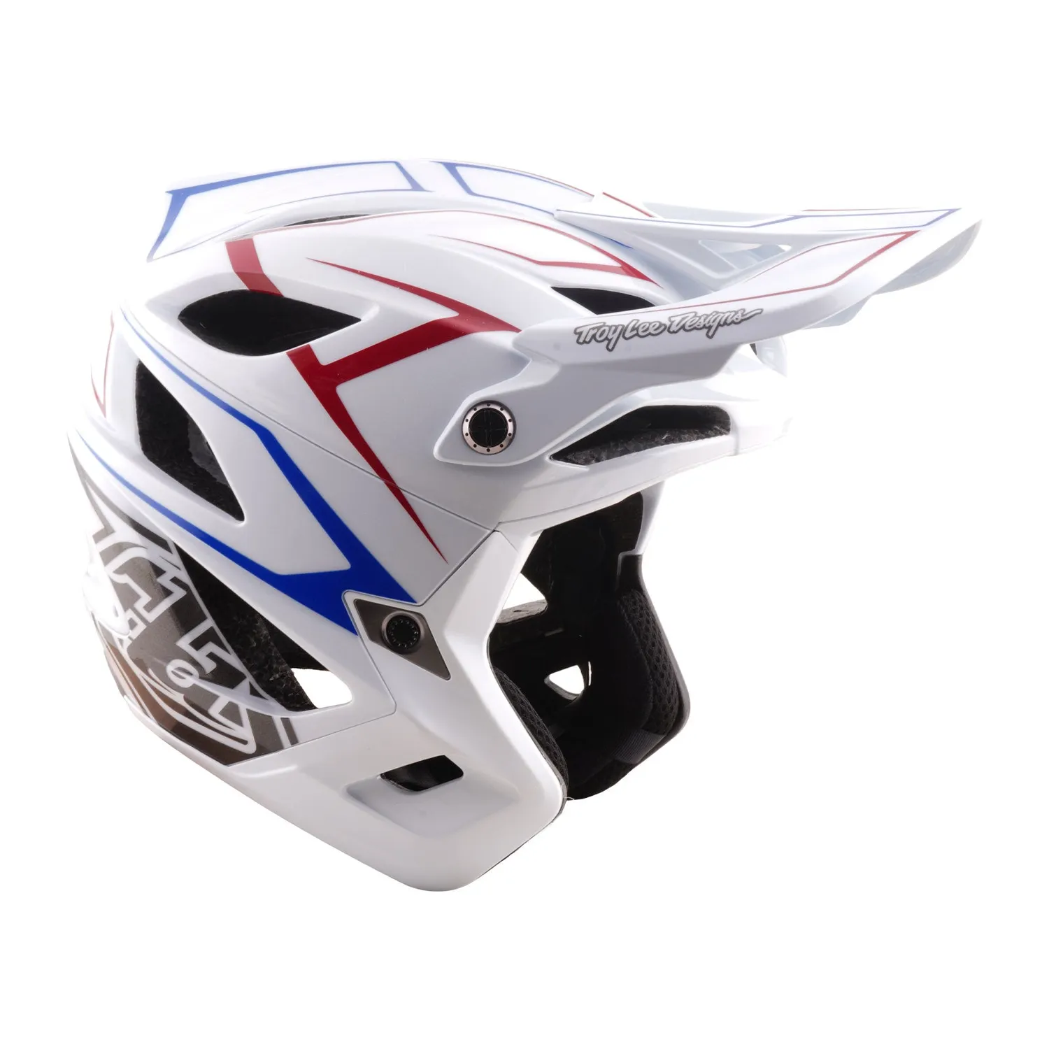 Troy Lee Designs Stage Stunt Pinstripe casco integrale MIPS Bianco
