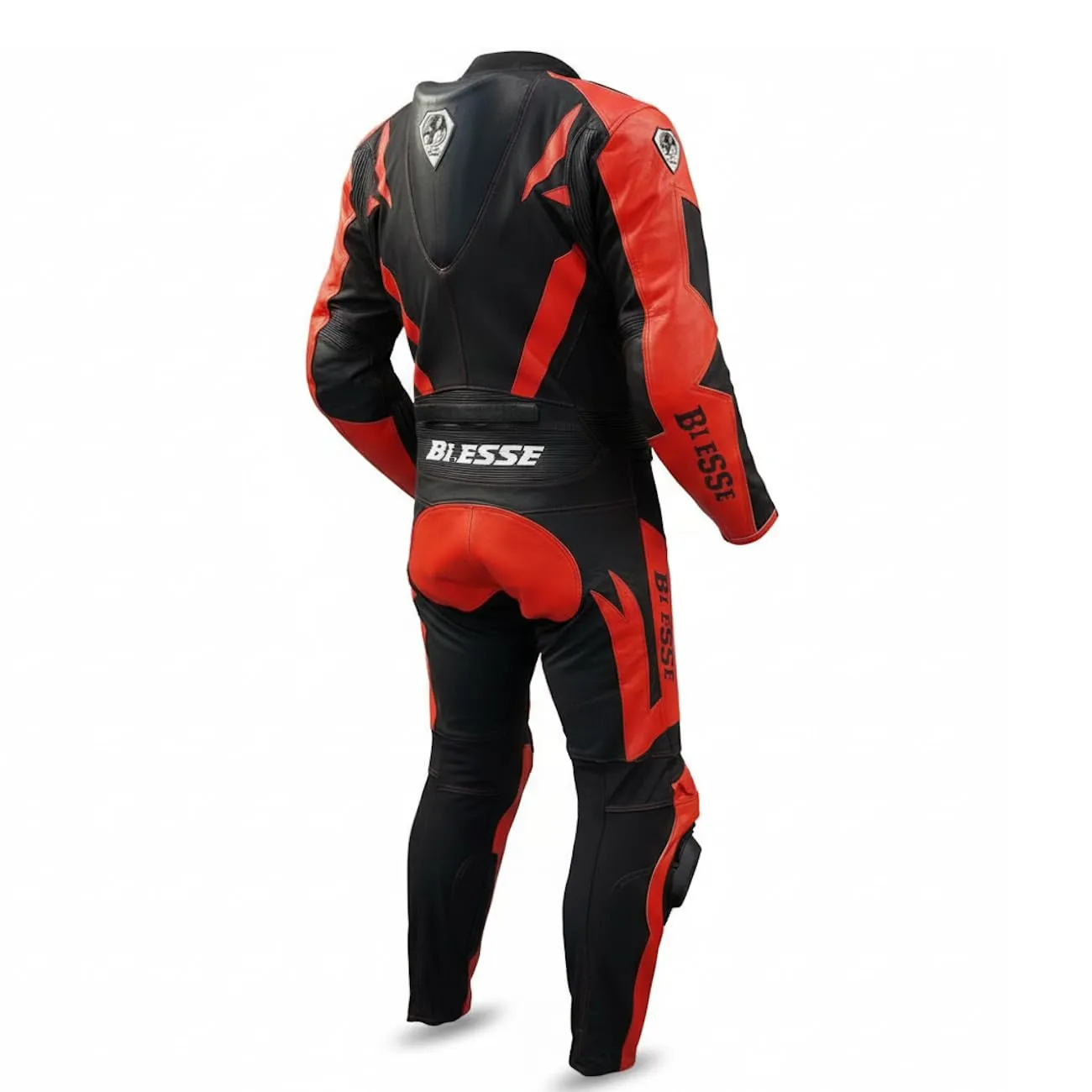 Bi Esse Antras Tuta Moto Pelle Intera Rosso-Nero