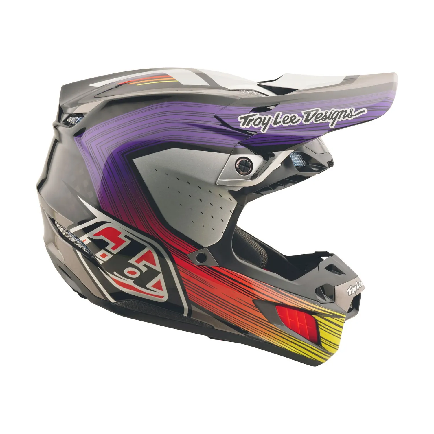 Troy Lee Designs SE5 Carbon MIPS casco cross nero viola stripes