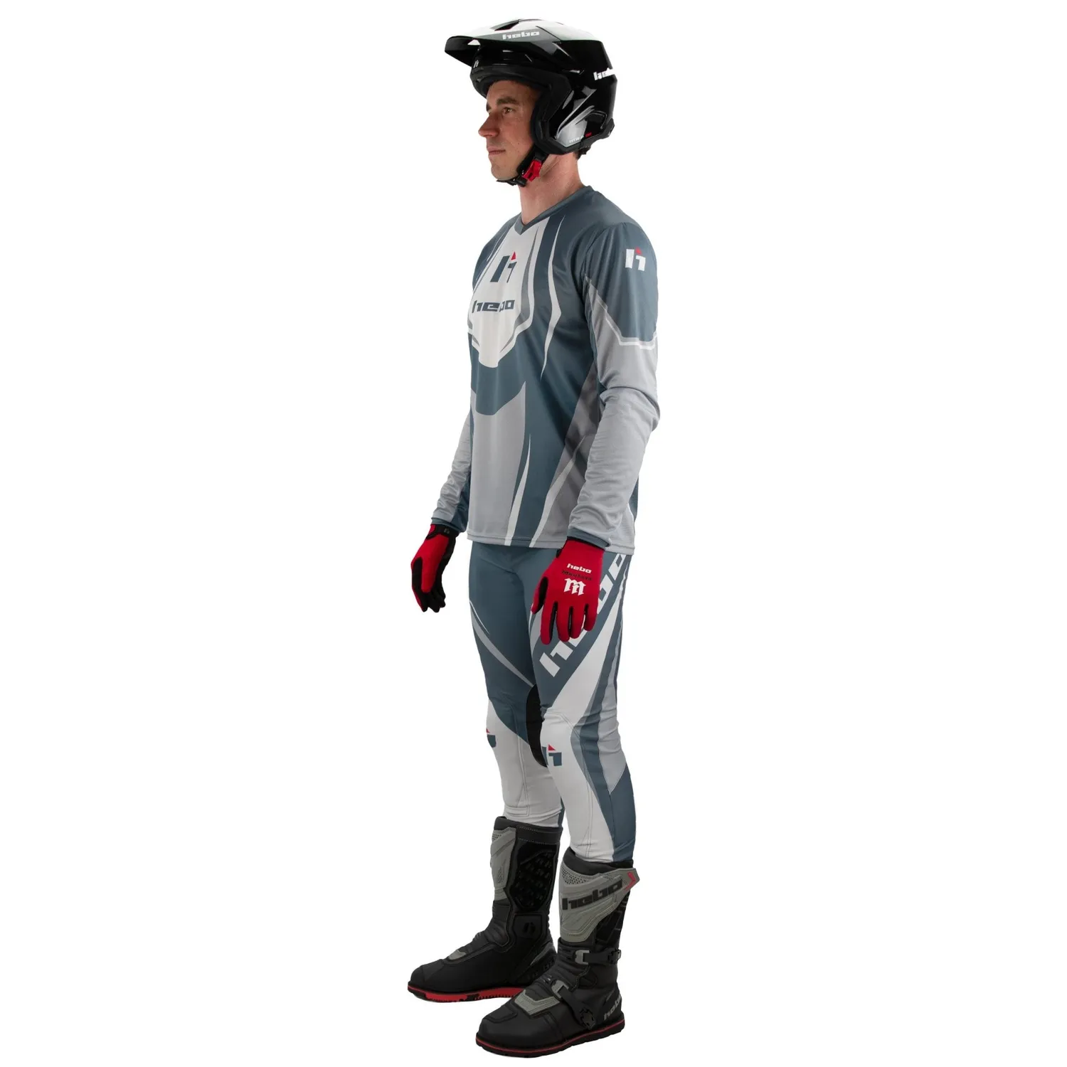Hebo Pro Trial Classic pantaloni trial grigi con ginocchiere