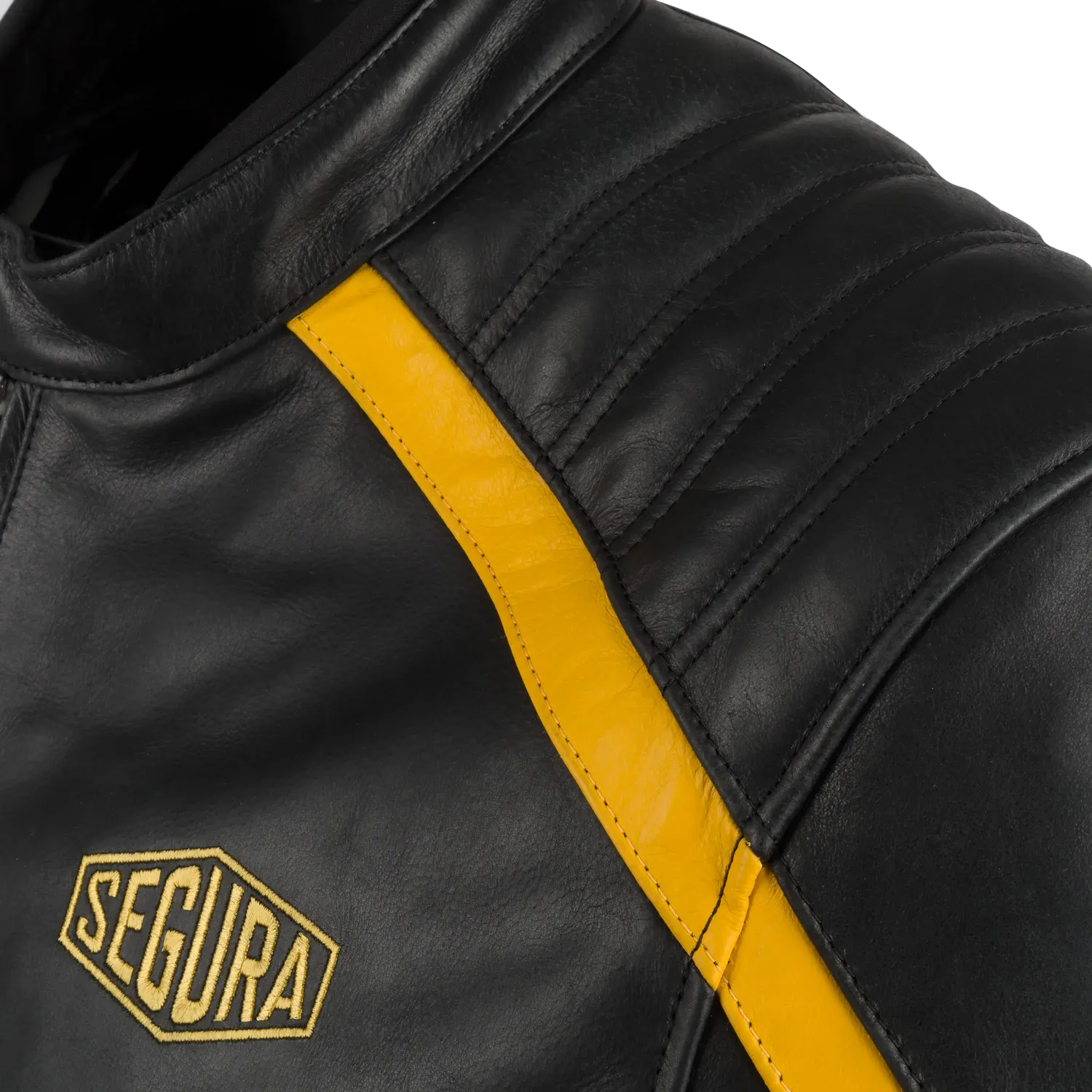 Segura Formula giubbotto moto pelle uomo nero giallo